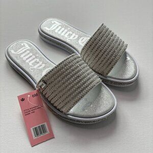 Juicy Couture Women's Yrie White Rhinestone Slides
